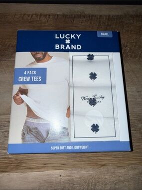 Small 4 Pack of Lucky Brand White Crew Tees